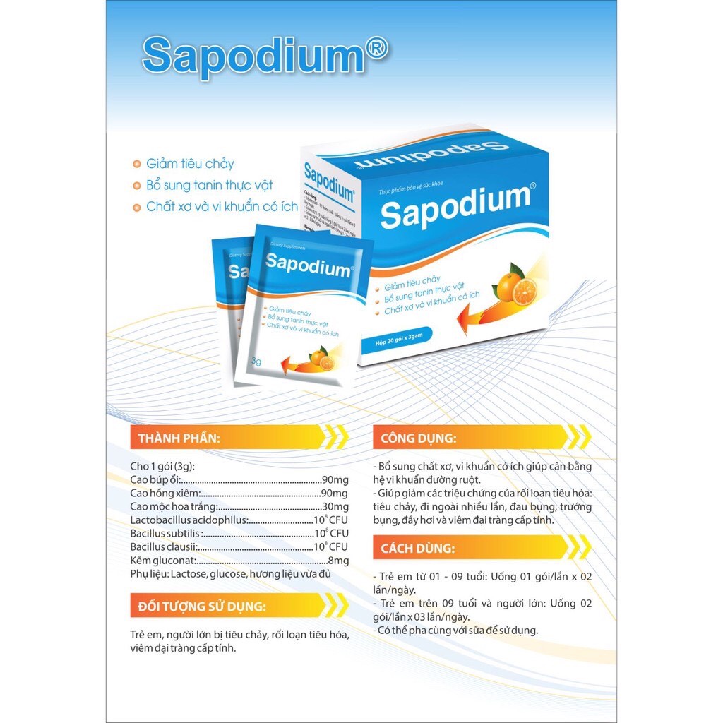 Men vi sinh SAPODIUM - Hỗ trợ tiêu chảy
