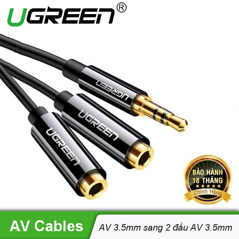 Cáp chia Audio 3.5mm 1 ra 2 vỏ nhôm cao cấp Ugreen 10780 10532 AV123