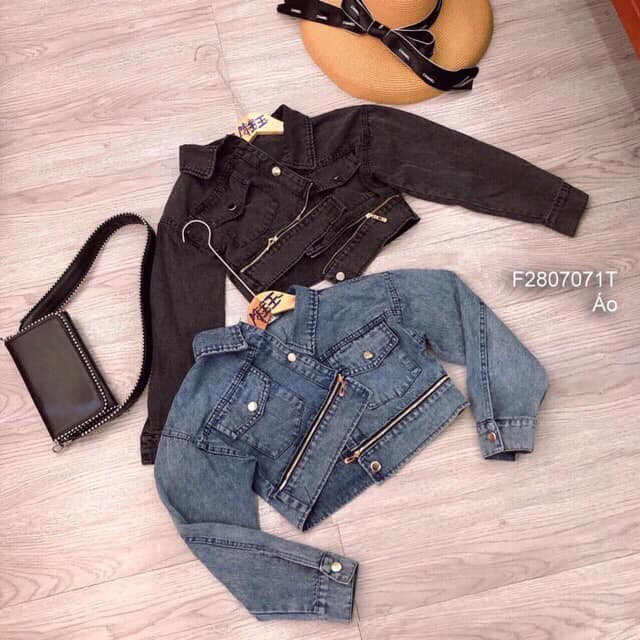 ÁO JEAN BÒ DENIM RÁCH CROPTOP VẠT KHÓA 2 MẦU SIÊU ĐẸP RẺ VÔ ĐỊCH