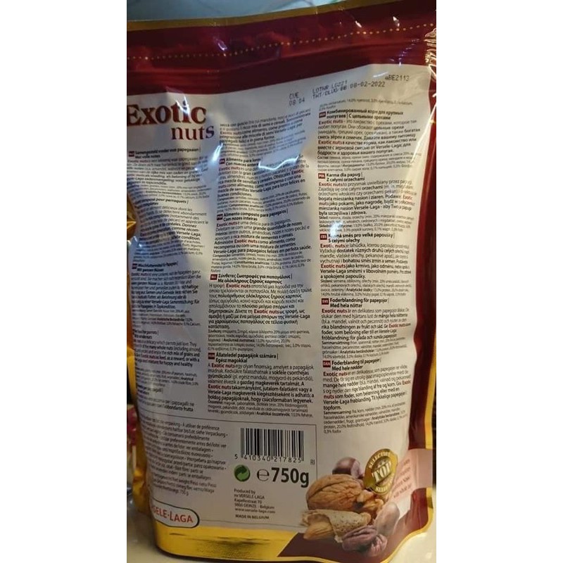 Hạt Exotic nuts cho Vẹt gói nguyên seal 750g