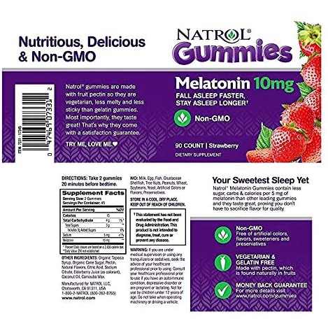 [DATE 8/2023] Kẹo dẻo Natrol Melatonin 10mg Gummy 90 VIÊN