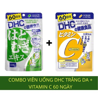 Combo Viên uống trắng da Adlay Extract lúa mạch và Vitamin C 60 ngày Nhật Bản