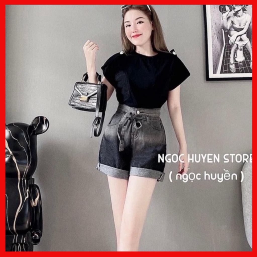 quần short jean nữ. quần ngố jean nữa gấp gấu loang 2 màu mã mới