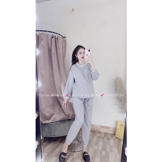 Bộ Nỉ Bầu Chất Da Cá Viền Ren