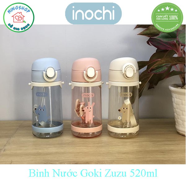 Bình Nước Cho Bé Goki Zuzu 520ml, Bình Mang Nước Cho Bé Có Ống Hút, Dây Đeo Ngộ Nghĩnh