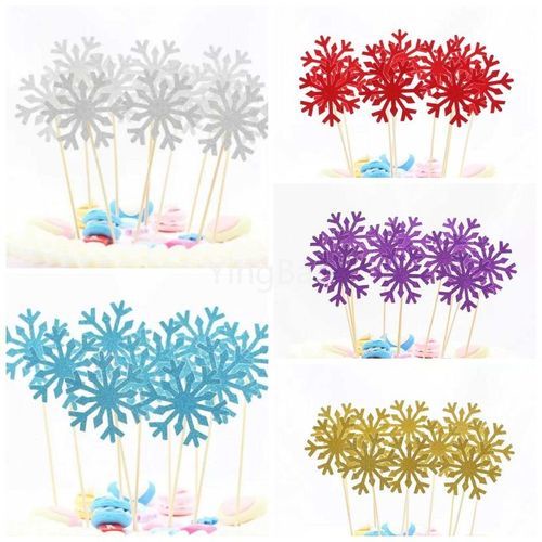 Set 50 Que Cắm Trang Trí Bánh Hình Bông Tuyết