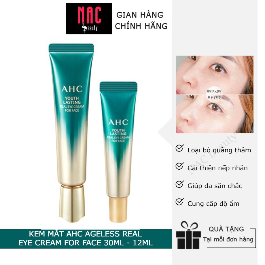 Kem Mắt AHC Xanh Ageless Real Eye Cream For Face 12ml &amp;30ml Hàn Quốc