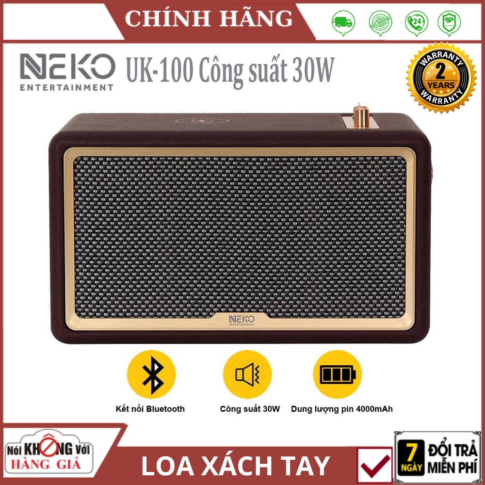 Loa Bluetooth Neko UK100  FREESHIP  Công Suất 30W , Thiết kế bọc da sang Trọng , bảo hành 24 tháng