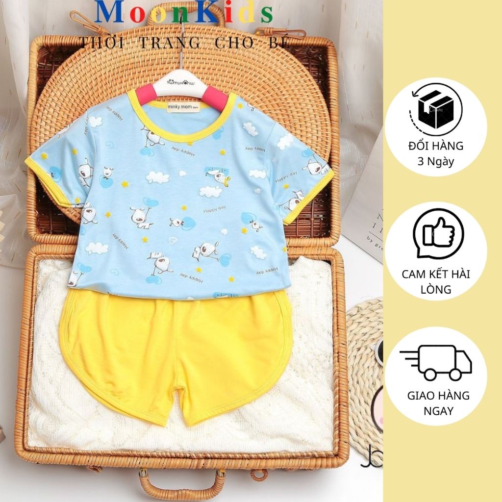 Bộ MINKY MOM Cộc Tay Cho Bé️Thun Lạnh 100% Họa tiết Trái Xoài độc đáo dành cho bé trai bé gái từ 6-18kg