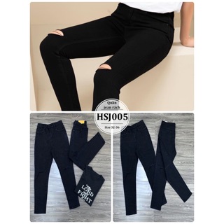 Quần jean bigsize đen rách hsj005