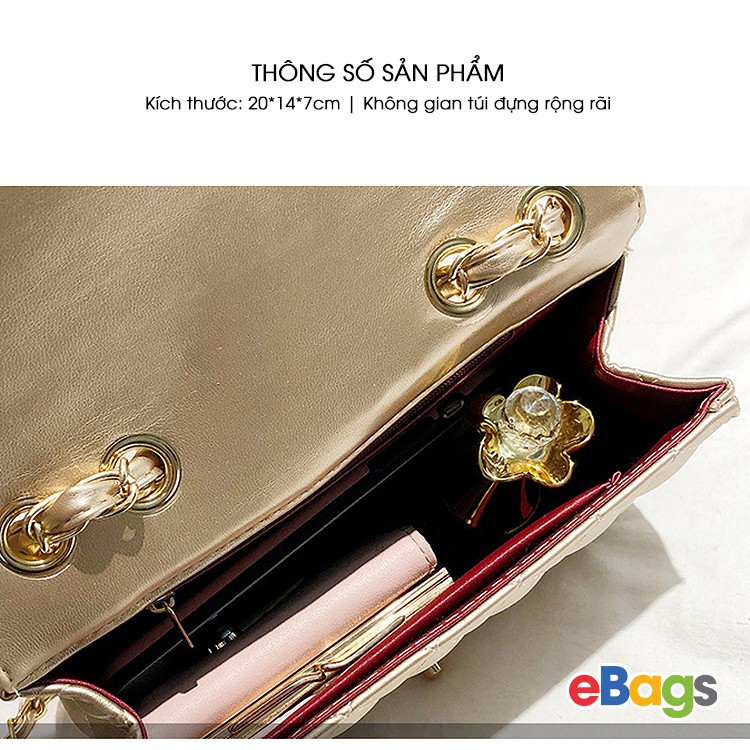 [ Mẫu Đẹp ] Túi Đeo Chéo Nữ Đường May Nổi Hình Thoi Chất Da Mềm Siêu Đẹp TEB269 | BigBuy360 - bigbuy360.vn