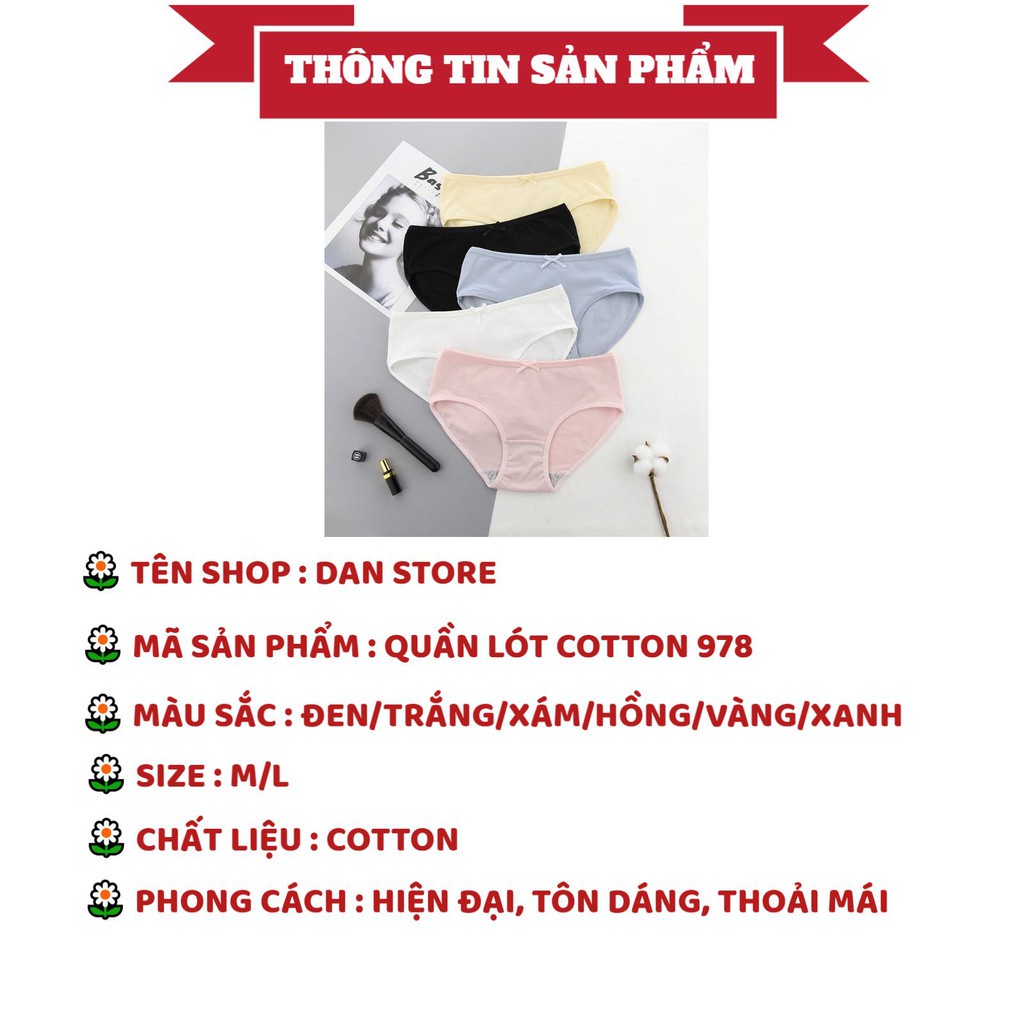 Quần Lót Nữ - Quần Lót Nữ Cotton kháng khuẩn thoáng mát đính nơ nhỏ tôn dáng gợi cảm DAN STORE MÃ 978