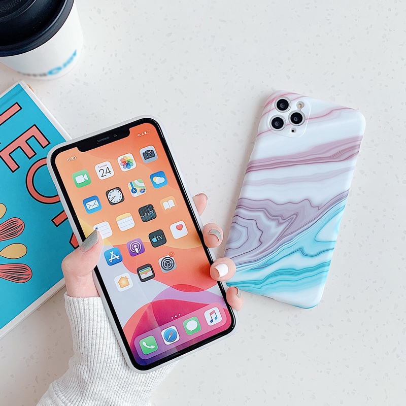 Ốp điện thoại mềm họa tiết đá cẩm thạch bề mặt nhám cho iPhone 11 Pro Max XS MAX XR X 8 7 Plus