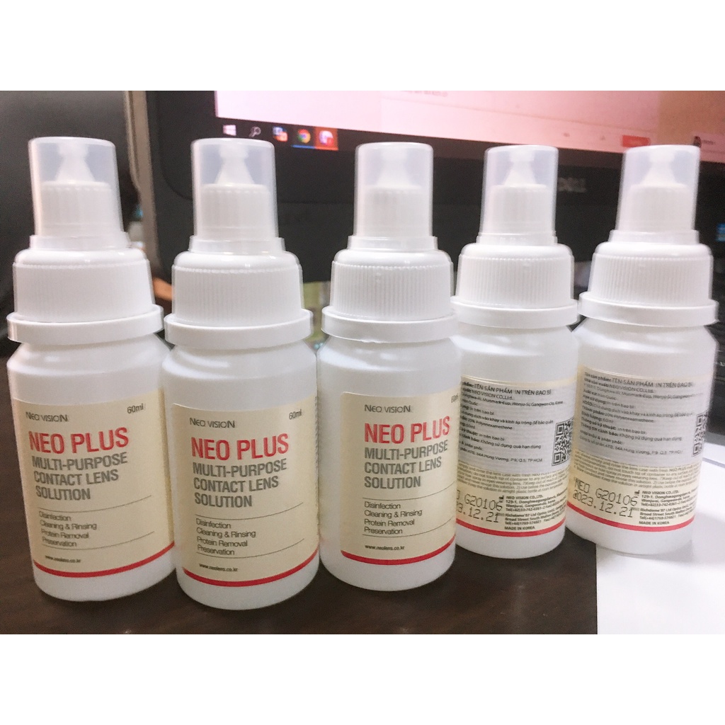 Nước ngâm kính áp tròng Neo plus Hàn Quốc- nước rửa lens mắt- tân bình.