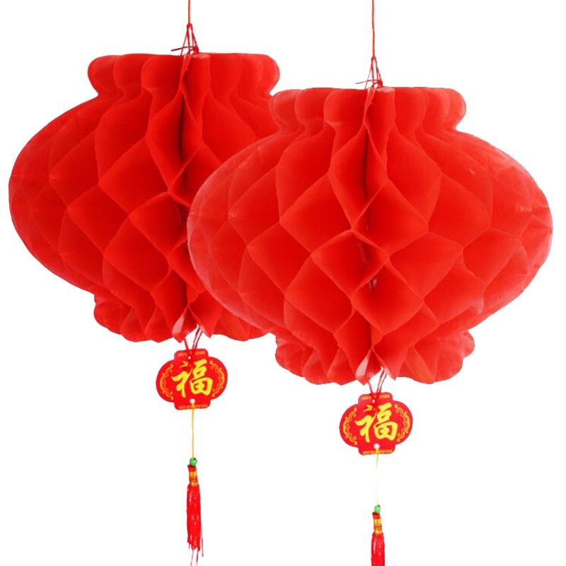 Set 10 Đèn lồng đỏ chữ Phúc size 40cm, 30cm, 20cm nilong dày chịu nắng chịu mưa