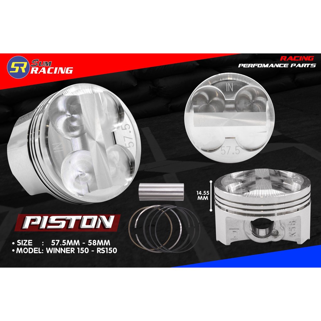 Trái piston nén+ bạc- ắc 57.5 57.5mm 58mm 62mm 65mm 68mm dành cho Winner150 - Rs150.