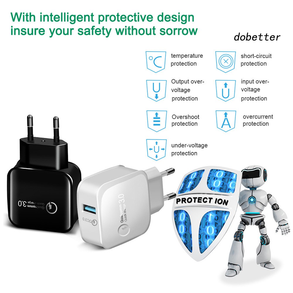 DOH_OLAF Quick Charging QC3.0 Single USB Charger for iPhone for Huawei Cell Phone