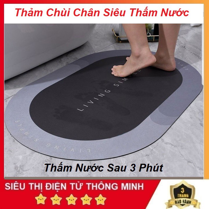 Thảm Lau Chân, Siêu Hút Nước Sau 3 Phút - Thảm Chùi Chân Living Simple Đa Năng - Chất Liệu Chống Trơn Trượt