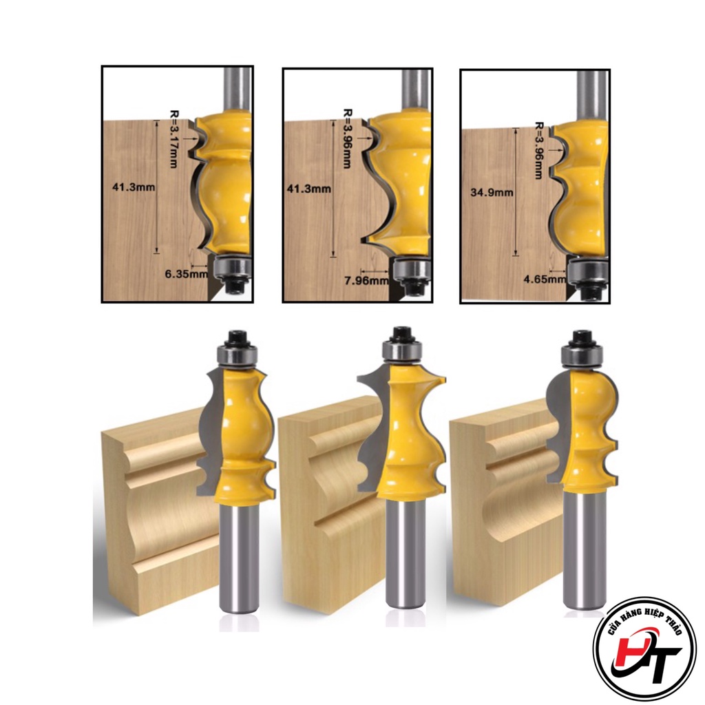 Mũi soi phào chỉ gỗ mũi phay cửa tủ MUWANG vàng kiểu 3 MSPC-V-K3