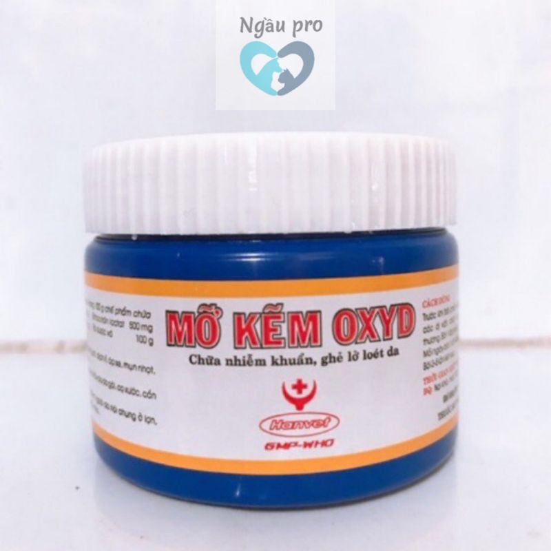 Kem bôi ngoài da OXYD trị ghẻ lở loét da chó mèo, Mỡ kẽm bôi vết thương nhiễm khuẩn da thú cưng gia súc hộp 100g Hanvet