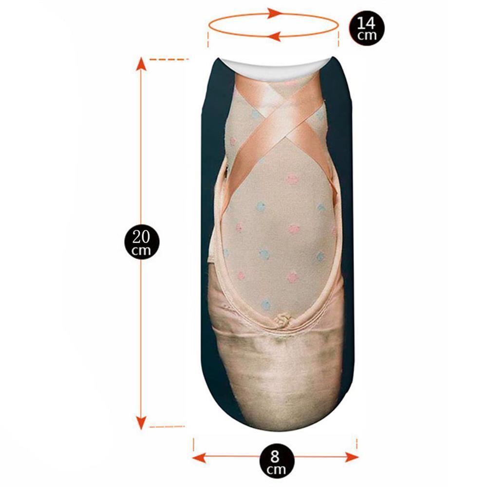 Vớ Cổ Thấp Mềm Mại Thoải Mái In Họa Tiết Vũ Công Ballet 3D Cho Người Lớn
