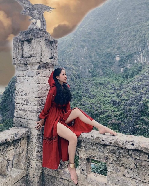 [Mã SR14MAY5 giảm 20K đơn 50K] Tặng Khăn SET VÁY ĐẦM ĐỎ BOHO THỔ CẨM ĐẦM XẺ TÀ CÓ VẢI QUÂY, SẴN MÚT NGỰC+ KHĂN QUÀNG | BigBuy360 - bigbuy360.vn