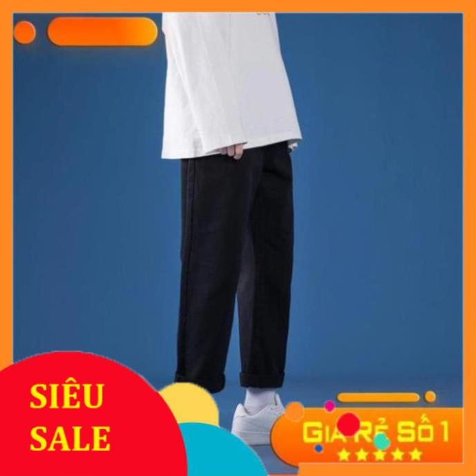 Quan jean nam Đen Trơn bóng baggy ống suông rộng tại Thế Giới Quần Jeans Nam -v11