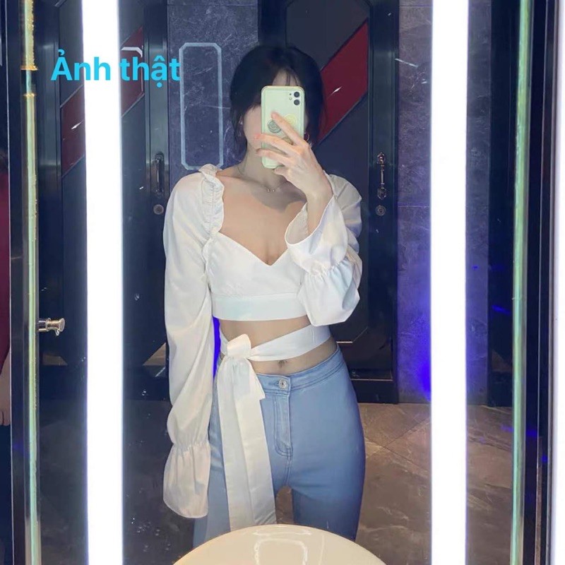 (SẴN S) Áo Croptop Hở Lưng Buộc Nơ Eo (ODER + KÈM ẢNH THẬT) | BigBuy360 - bigbuy360.vn