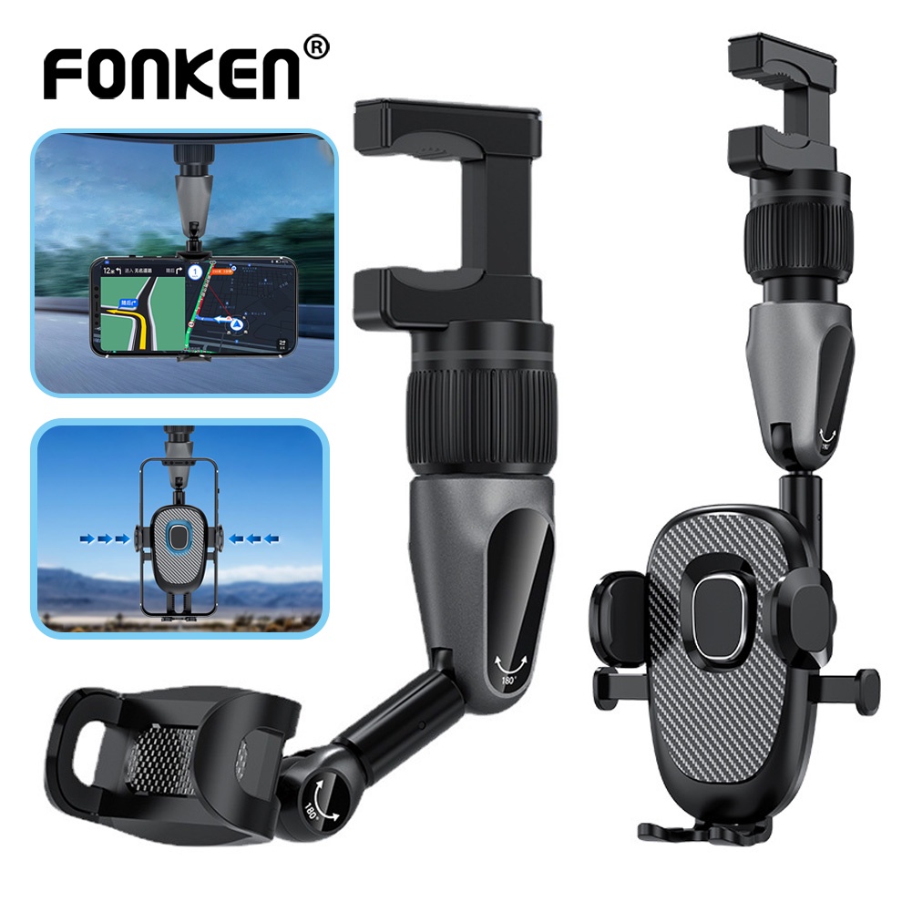 Giá đỡ điện thoại FONKEN xoay 360 độ gắn kính chiếu hậu ô tô tiện dụng
