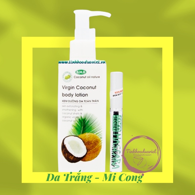 Combo KEM DƯỠNG THỂ TOÀN THÂN TỪ DỪA MỀM MỊN TRẮNG DA BMB AN TOÀN + MASCARA DÀI DÀY MI COCO SECRET