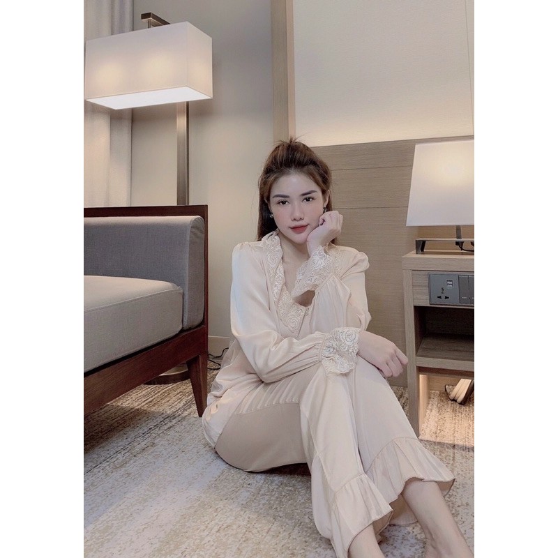 bộ tiểu thư mặc nhà lụa satin cao cấp quảng cao cấp quảng châu