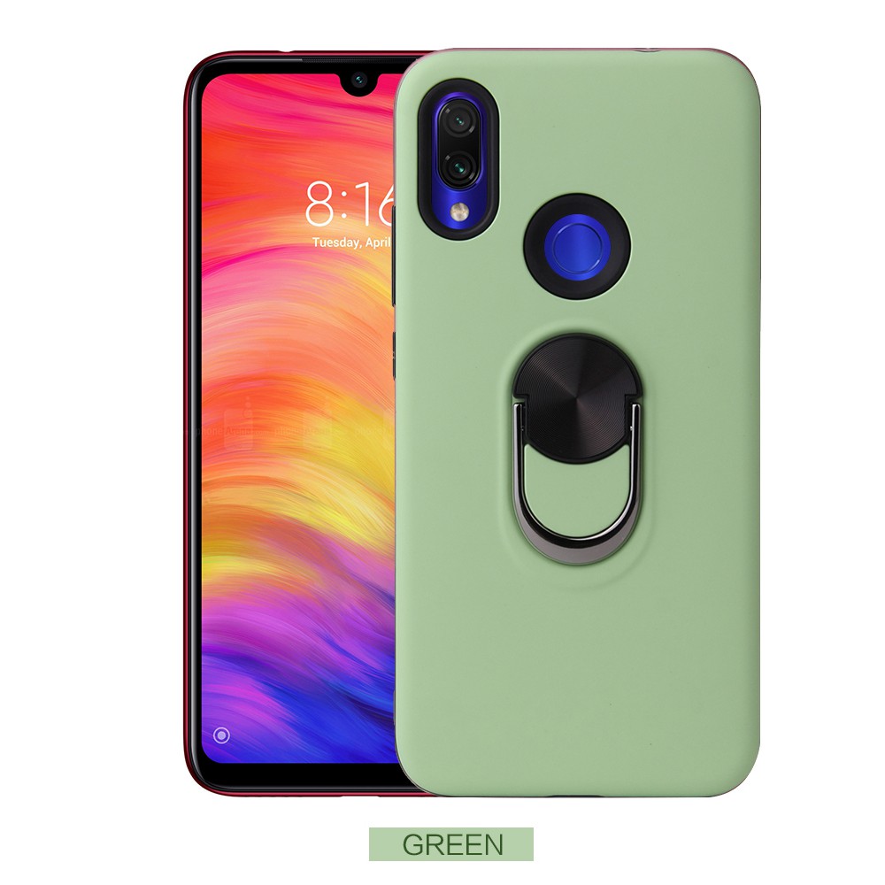 Ốp điện thoại nhựa cứng màu trơn có móc gắn xoay 360 độ dành cho Xiaomi Redmi Note 7 Note 7 Pro Redmi 7