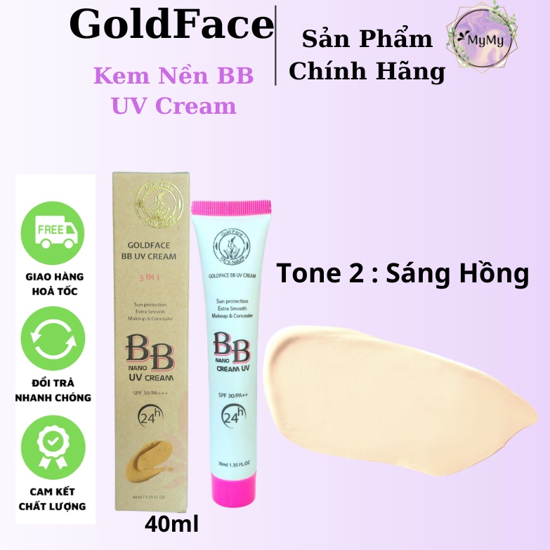 Kem Nền GOLDFACE Dưỡng Trắng Da Che Khuyết Điểm BB - UV Cream 40ml