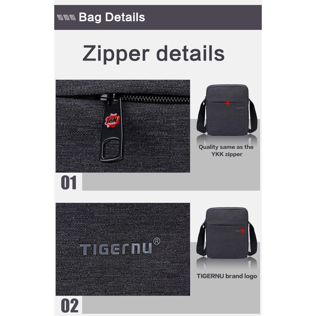 Tigernu  Men Messenger Bag  Waterproof Shoulder Bag Business