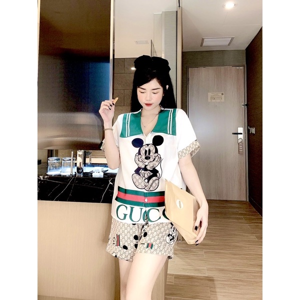 [Hàng mới về] Đồ bộ mặc nhà LỤA MANGO đùi ngắn cổ vuông thuỷ thủ cực xinh và đáng yêu cho bạn nữ