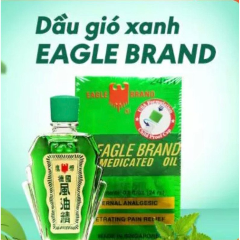 Dầu gió xanh Singapore 2 nắp chính hãng nhập khẩu 24ml, giảm đau nhức, mệt mỏi, chóng mặt, côn trùng cắn
