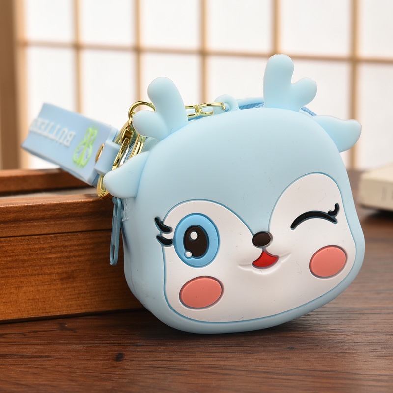 Ví Đựng Tiền Xu Bằng Silicon Có Khóa Kéo Họa Tiết Hoạt Hình Dễ Thương Cho Nữ