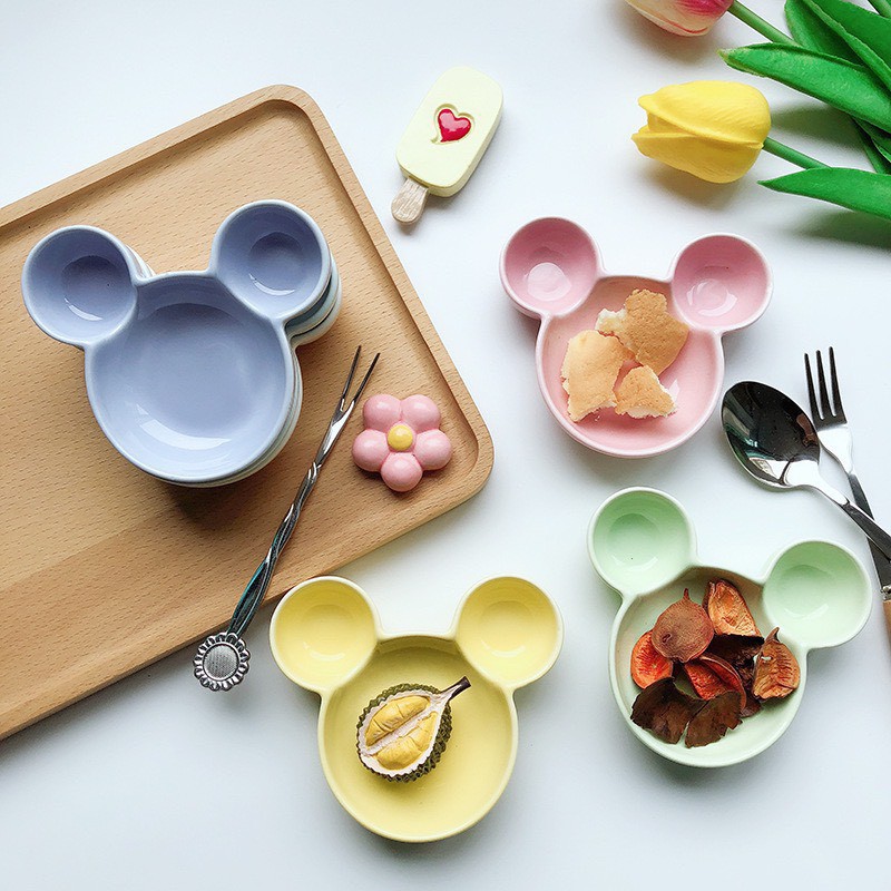 Bát ăn dặm cho bé, Đĩa mickey sứ 50ml