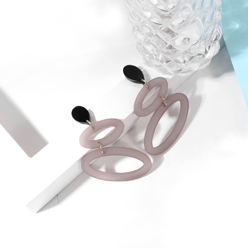 Bông Tai Hình Oval Màu Đen Bằng Acrylic Dễ Thương