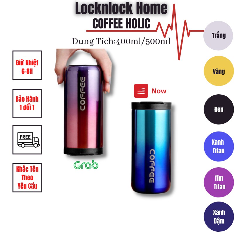 [QUÀ 15K] ❌❌Bình giữ nhiệt Khắc Tên 550ml Mẫu Mới 2021, Cốc Inox 304 Giữ Nóng Lạnh 4-9H LOCKNLOCKHOME