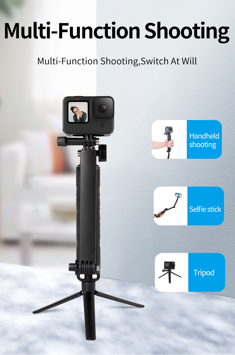 Gậy Selfie Stick TELESIN cầm tay cho Gopro , Action Camera, tay gấp ,đa chức năng, gậy chụp ảnh tự sướng