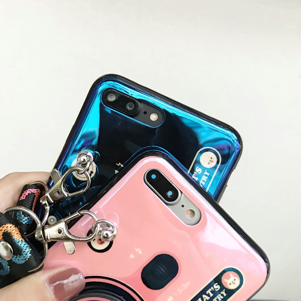 DJL| Ốp điện thoại hình camera có popsocket kèm dây đeo cho Vivo V5 V5s V5 Lite V5 V7 Plus V9 Youth V11 V11i V15