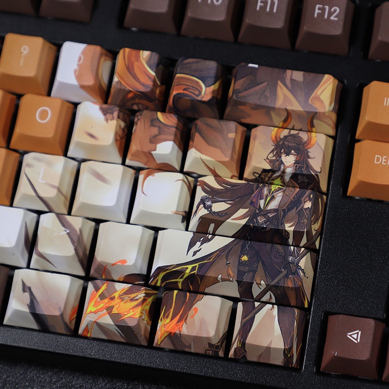Genshin Impact Keycap Cherry Profile Chủ đề Morax Keycap Anime PBT Thuốc nhuộm Thăng hoa Bàn phím cơ Keycap 108 Phím