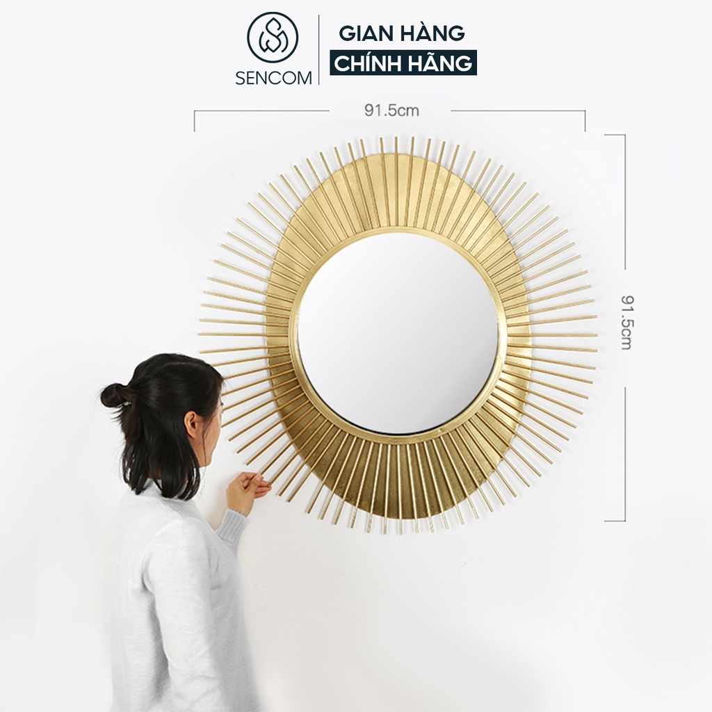 Gương treo tường nghệ thuật decor trang trí nhà ở SENCOM họa tiết hình tia sang trọng hiện đại mã DC23