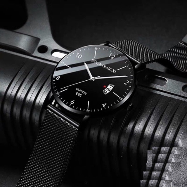  Đồng hồ đeo tay máy Quartz bằng thép không gỉ với ngày lịch kiểu dáng doanh nhân cho nam