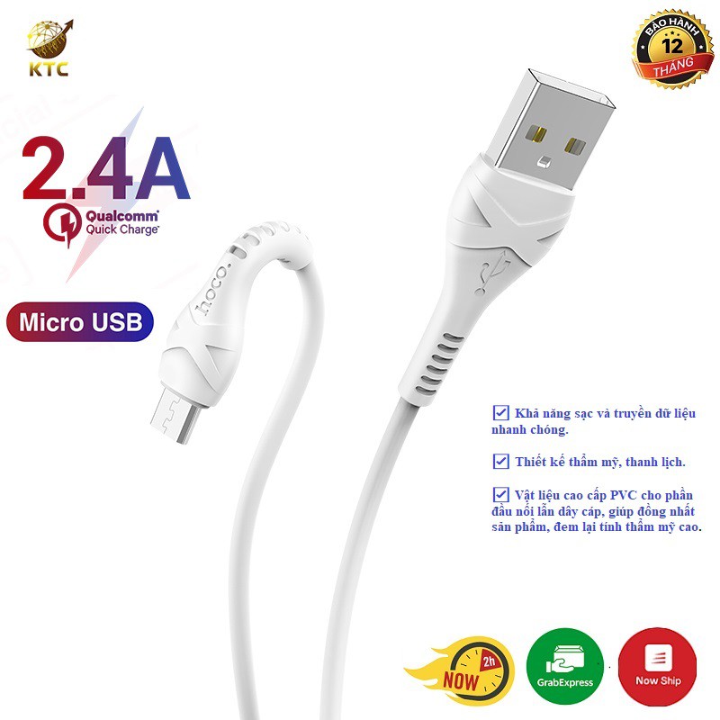 DÂY CÁP SẠC NHANH ANDROID HOCO X37 MICRO USB 1M CHÍNH HÃNG - BH 1 NĂM - KTC shop