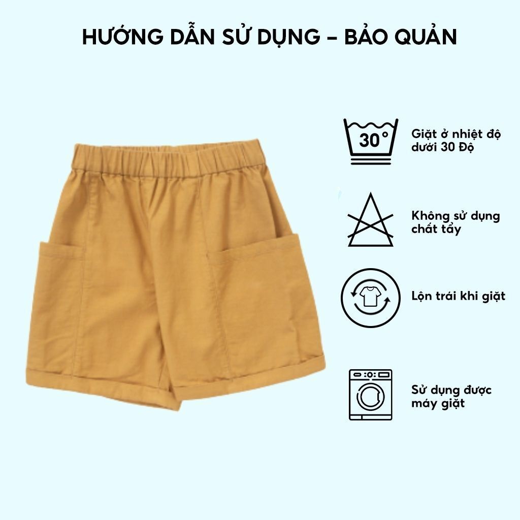 Quần short bé trai BabyloveGO chất liệu đũi túi hộp rộng rãi thoáng mát QD001