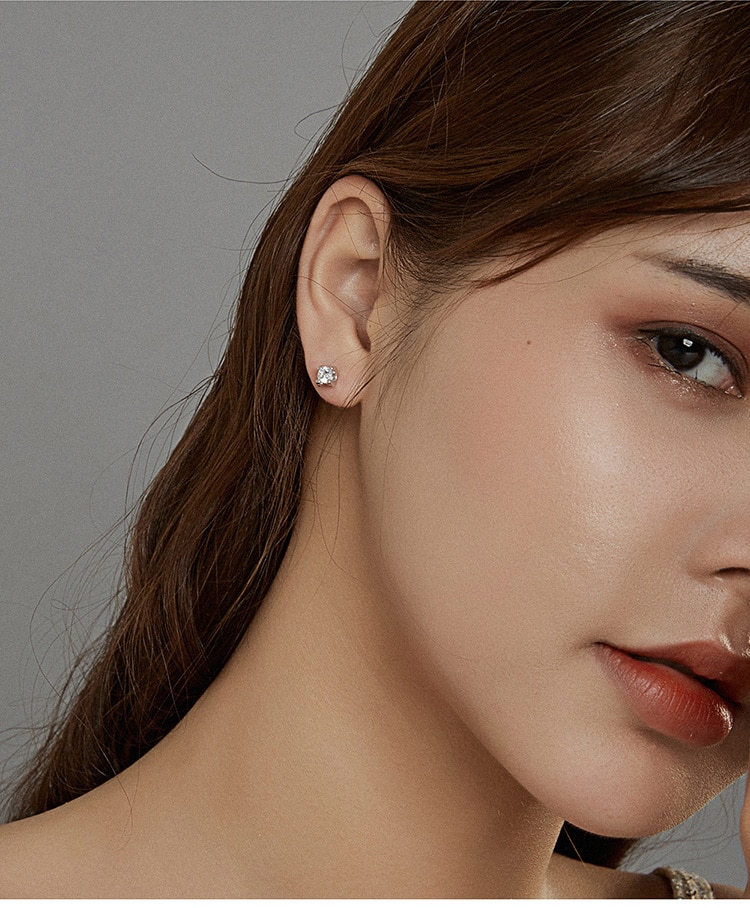 Khuyên Tai Bạc 925 Bamoer Đính Zircon CZ Đơn Giản Không Gây Dị Ứng Cho Nữ SCE974