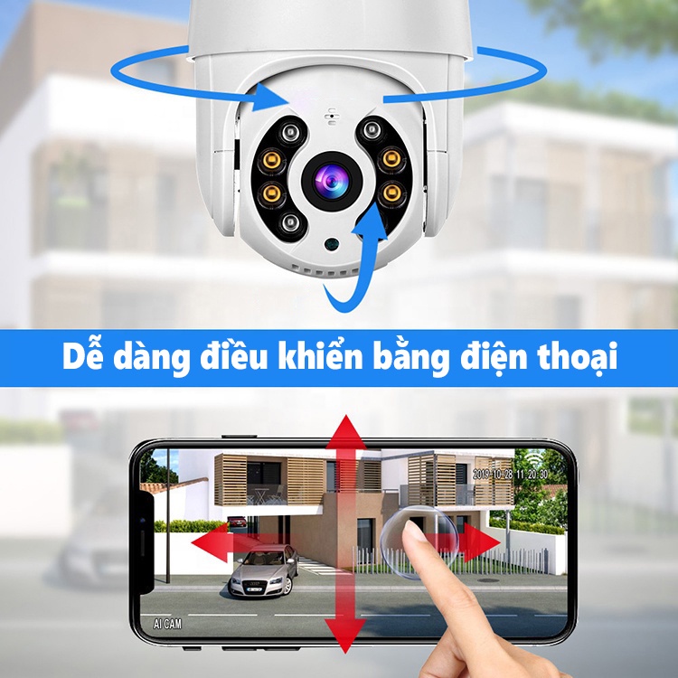 Camera chống trộm hồng ngoại, Camera chống trộm dùng cho gia đình Chống Nước Xoay 360 Độ 1920x1080P Siêu Nét