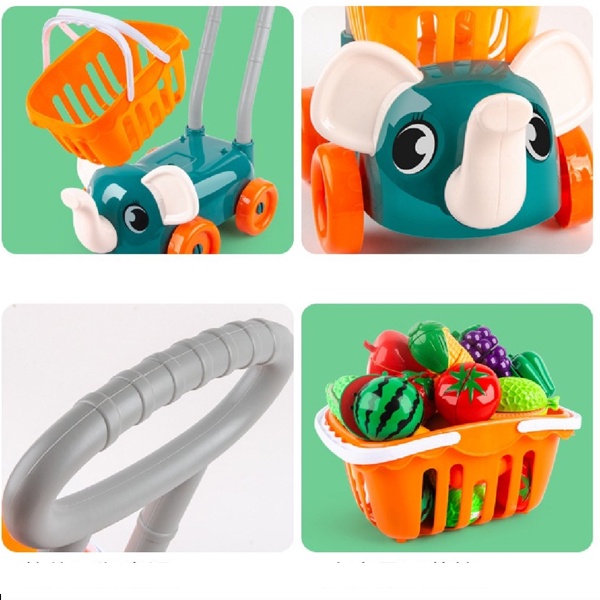 Đồ chơi xe đẩy siêu thị, mua hàng kèm các loại quả có thể thái